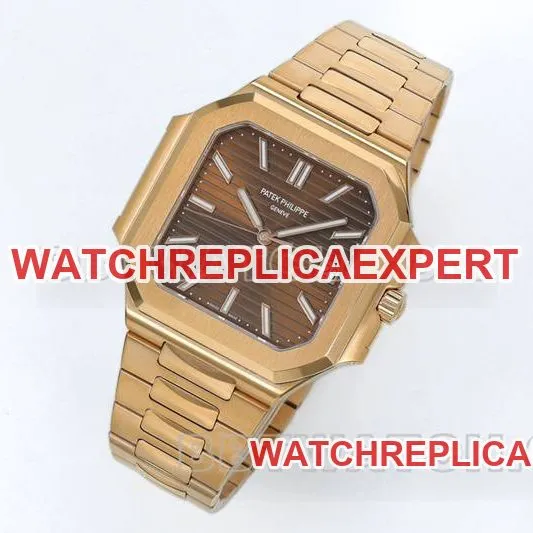 Patek Philippetop-tier watch PPF Factory45MM brown plate mechanical rose goldsteel bracelet model 5821caseback live photo