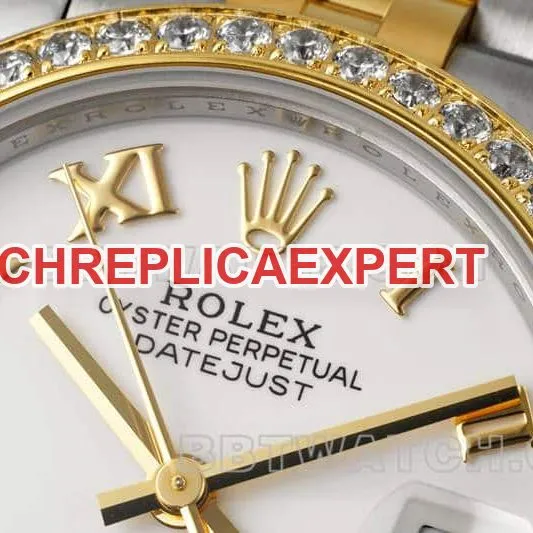 ARF FactoryRolex log 1:1super clonewhite dialdiamond bezel31mm gold five-lattice chain link278383side live photo