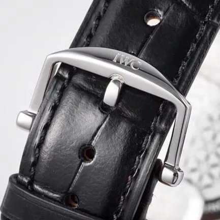 AI factory IWC top-tier hand expression Vinci classic moon phase men's black dial black belt mechanical watch back cover picture