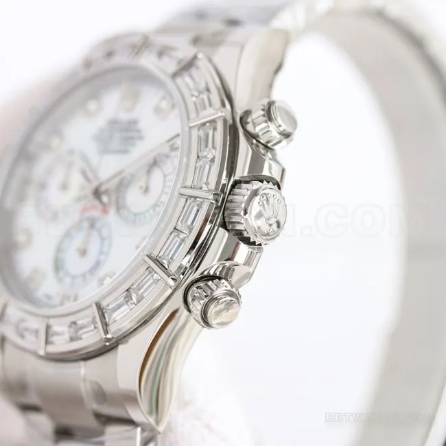 collectible watch PPM factory DaytonaRolex white mother-of-pearl dial 4130 mechanical front live photo