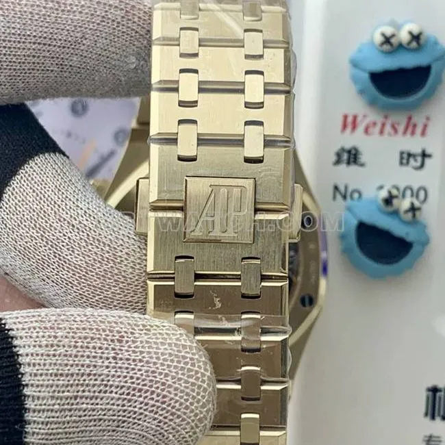 collectible watch Audemars PiguetBLS factory Royal Oakyellow gold smoked gold plate mechanical 26420front live photo
