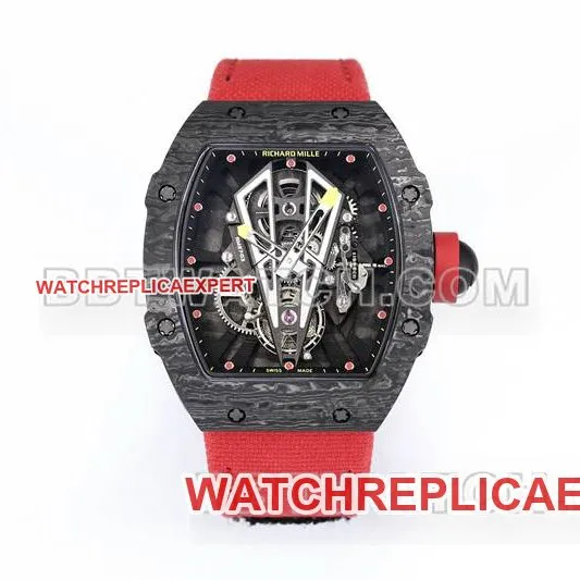Richard Mille1:1replica watch BBS factory tourbillon mechanical red rubber braided Velcro bracelet braceletRM27-03braceletlive photos