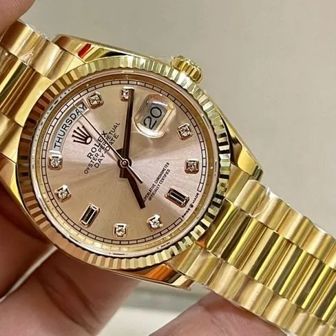 top-tier watch Rolex men's gold plate gold steel braceletDatejust 36mm South African real diamond watch side view
