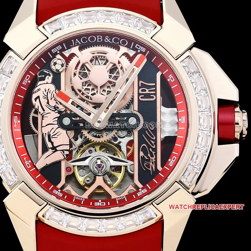 TW factory Czech Leopard top-tier 1:1high-quality replicaC Ronaldo CR7 jointly customized diamond bezel red rubber style braceletlive photos