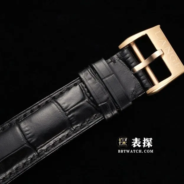 F8 Saxony Lange watch men's black aventurine plate rose goldleather strap caseback live photo