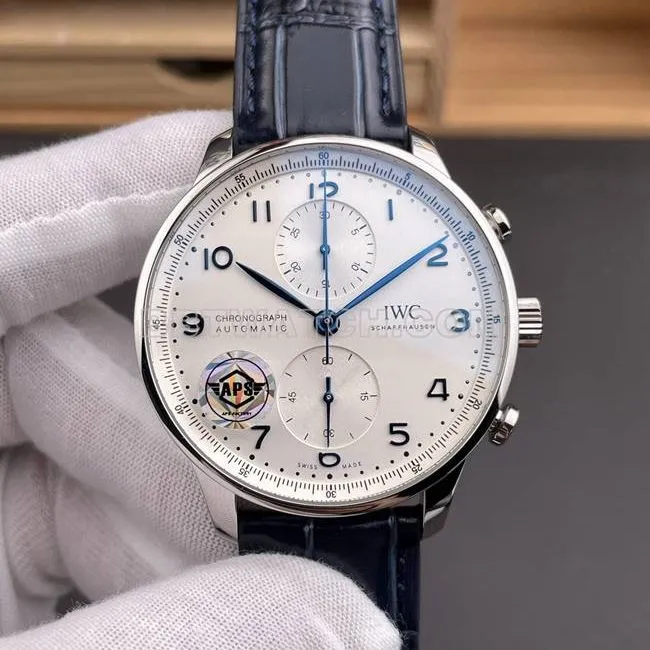 watch Portugal APS factory IWC silver white dial blue needle wearing live photos