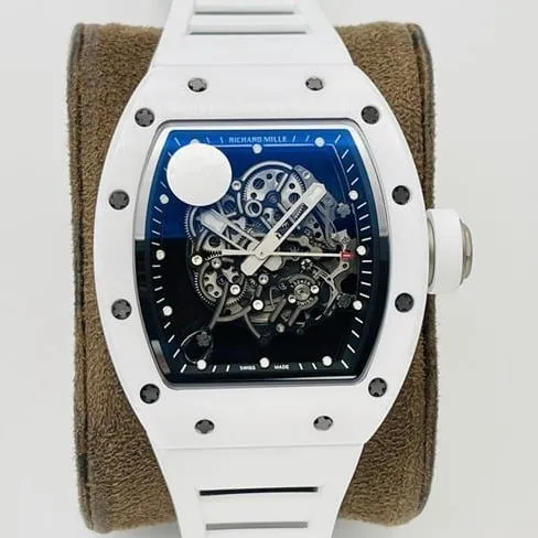 top-tierRichard Mille RM055 strongest personality white ceramic series watch side view