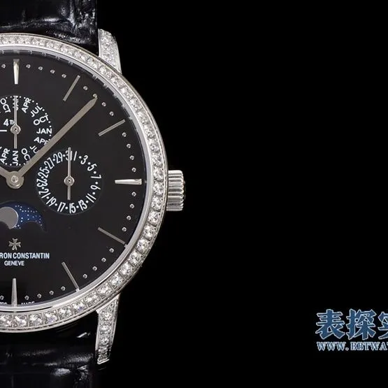 Big factory high-quality Vacheron Constantin heritage series black dial perpetual calendar men's mechanical watch side