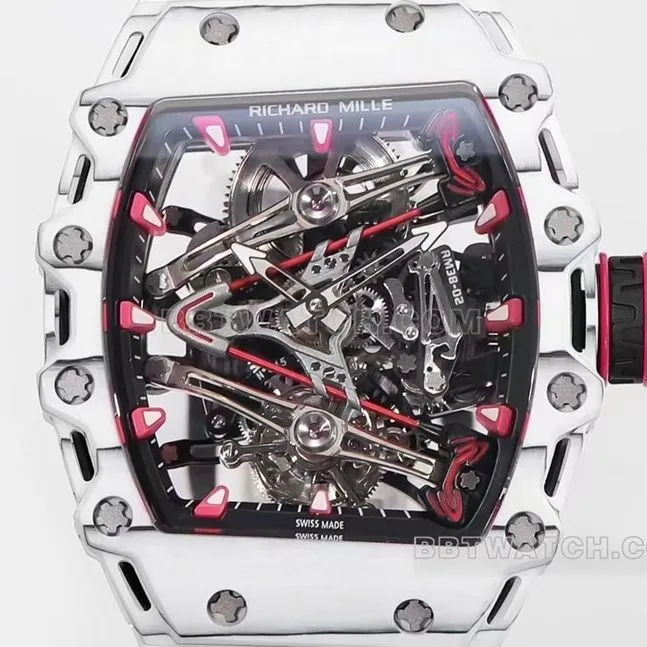 Richard Mille men's white rubber RM 38-02caseback live photo