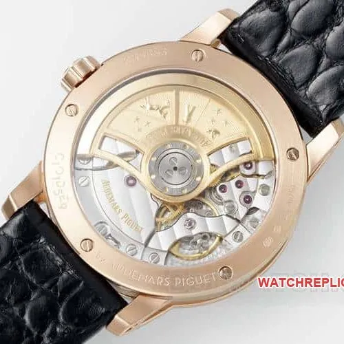 APSAudemars PiguetCODE1:1super cloneblack dialrose gold shell leather strap model 15210side live photo
