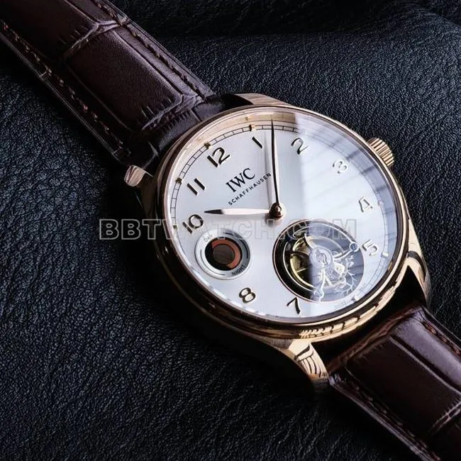 collectible watch tur factory IWC portugal rose goldwhite dialtourbillonbraceletlive photos