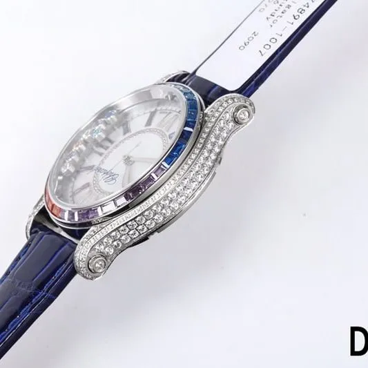 2021 latest ladies watch Chopard ultimate happy rainbow T diamond 274891-1007 blue bracelet side view