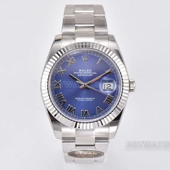 C factory Rolex log 1:1super cloneblue dial Roman numeral steel bracelet model m126334-0025front live photo