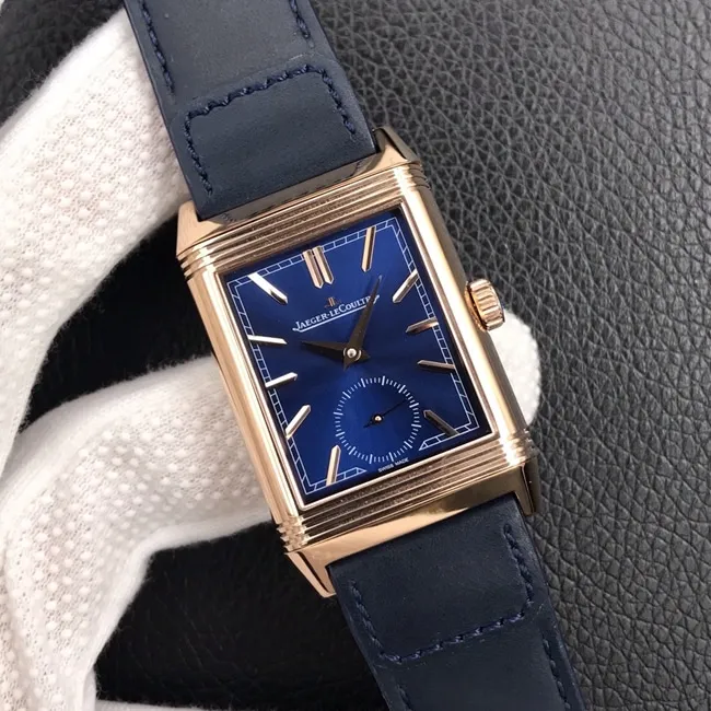 MG factory Jaeger-LeCoultretop-tier watch men's blue dial blue belt flip series manual mechanical watch side view