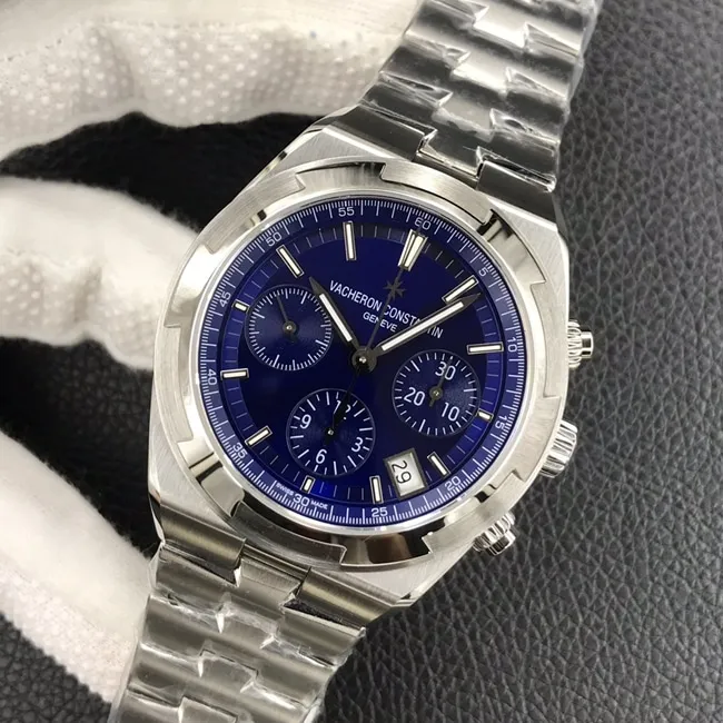 8F factory Vacheron Constantintop-tier watch men's blue dialsteel bracelet Zonghengsihai series 5500V mechanical watch side view