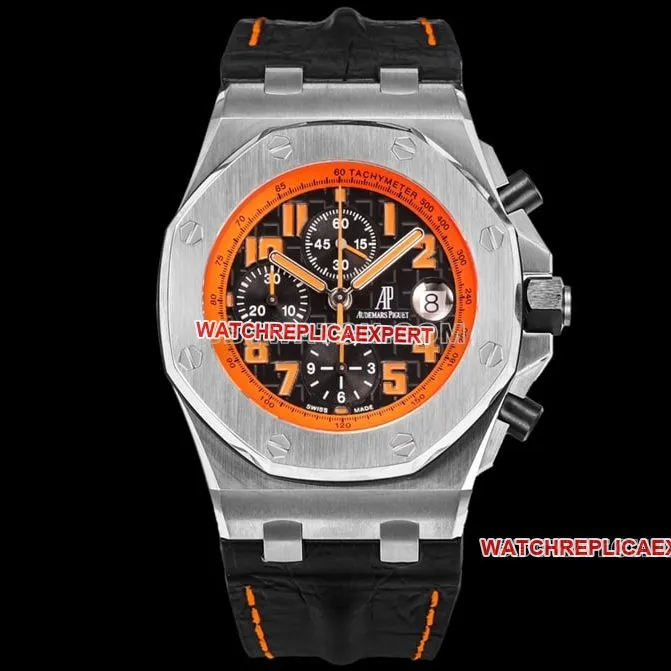 TW factory Audemars PiguetRoyal Oak offshore type 1:1super ivory black dial orange inner bezel26170braceletlive photos