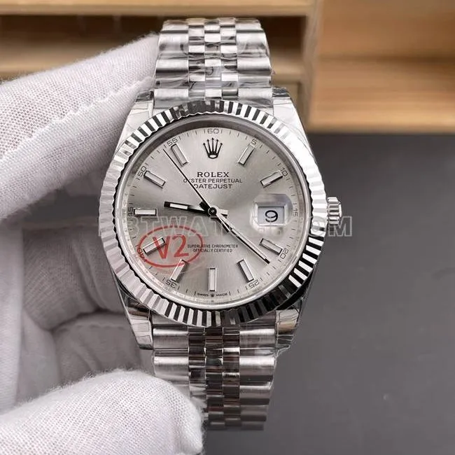 1:1replica watch VS Factory log Rolexsilver dial3235 mechanical 41mmfront live photo