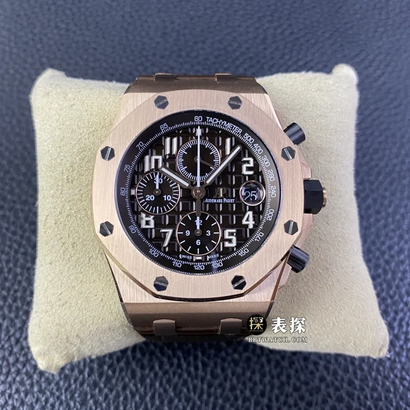 APF factory Audemars PiguetRoyal Oak offshore type 26470 top-tier watch men's coffee panda plate leather strap model pictures and prices front live photo