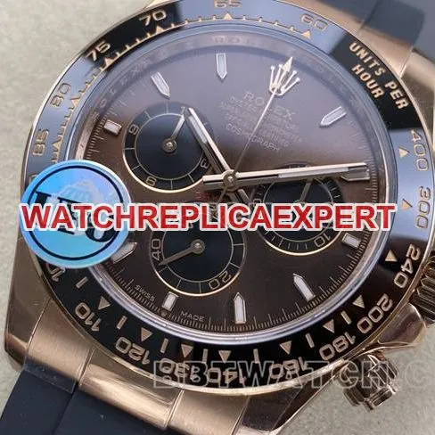 watch UFO factory DaytonaRolexrose gold shell brown plate 4131 mechanical caseback live photo