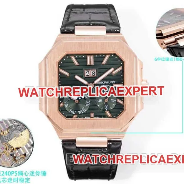 3K FactoryPatek PhilippeCUBITUStop-tier 1:1high-quality replicagreen dialrose gold5822braceletlive photos