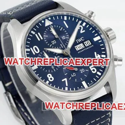 IWC collectible watch APS factory pilot blue dialchronograph69385movementleather strap model front live photo