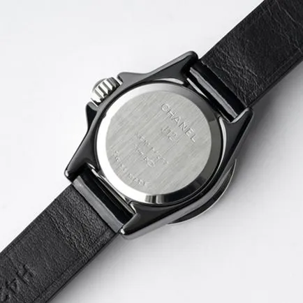 top-tier replicaChanel women's black dial black belt new J12 series quartzleather strap watch side view
