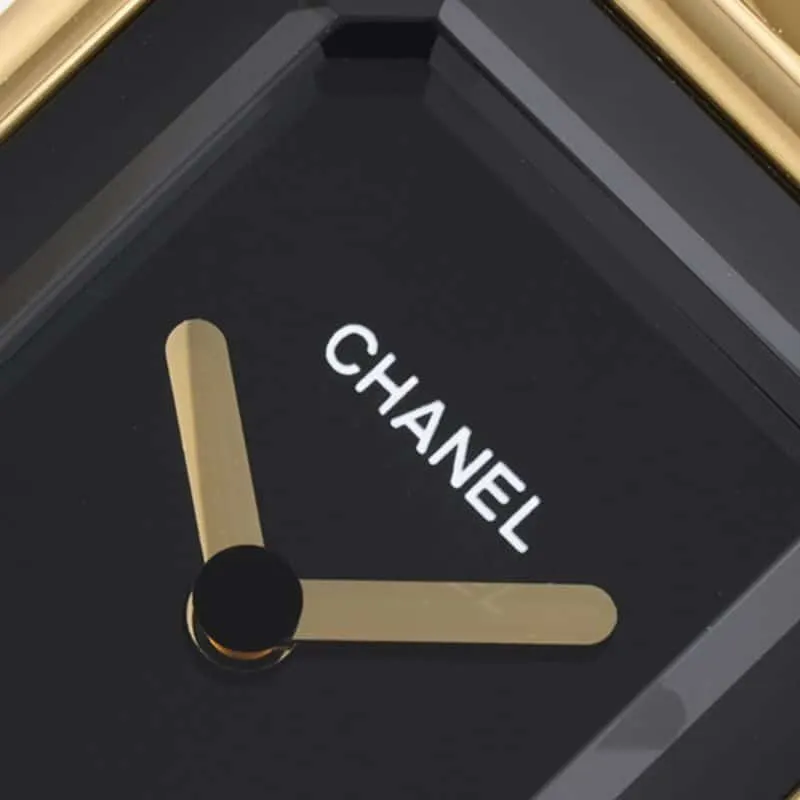 Chanelladies' watchtop-tiersuper clonePremiere series quartz watch yellow gold black dial side view