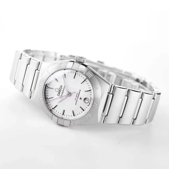 Top collectible watches Omega Women's White Plate Constellation Series Steel Strap Watch Buckle Figure