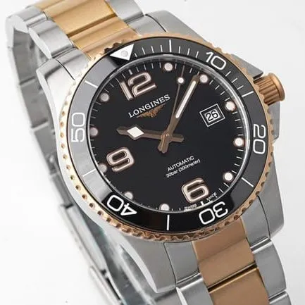 ZF FactoryLongines watch top-tier watch Concas diving series men's black dial gold belt automatic movement front view