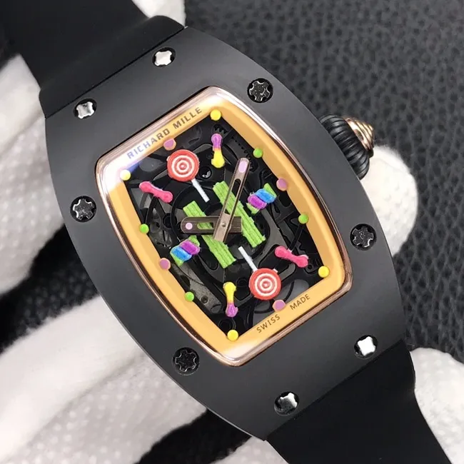 Richard Milletop-tier watch ladies black dial black rubber strapbon bon series mechanical watch movement picture
