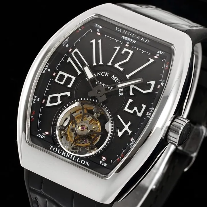 RMS factory Frank Muller men's top-tier 1:1high-quality watch black dial flywheel leather strap model V45side live photo