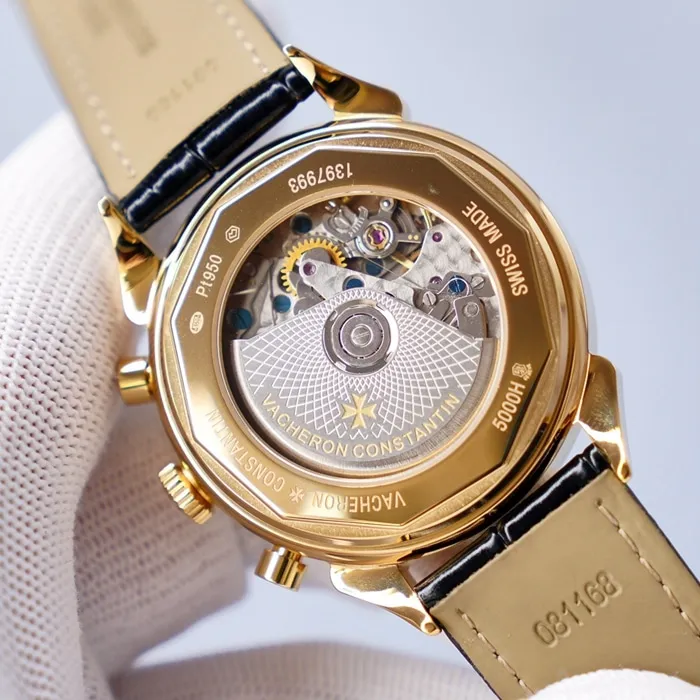 top-tier watch Vacheron Constantin men's white dial1955 series leather strap watch movement chart movement chart side view