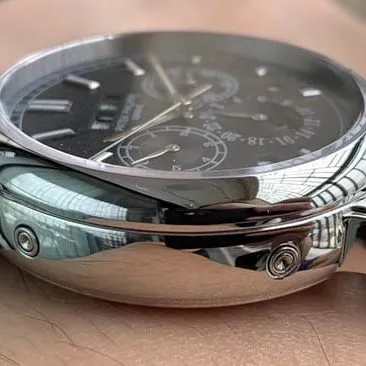 Patek Philippetop-tier men's black dial black belt full automatic movement super complex function chronograph series watch side view