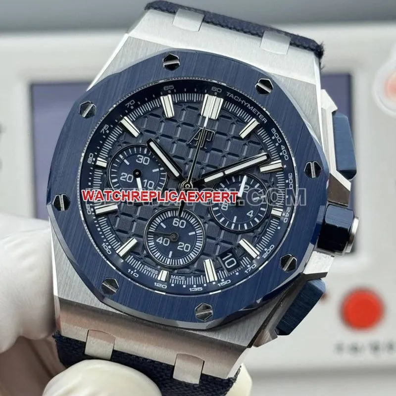 Audemars Piguet1:1replica watch LS factory Royal Oak offshore type 43MM blue dialchronograph mechanical rubber model 26420braceletlive photos