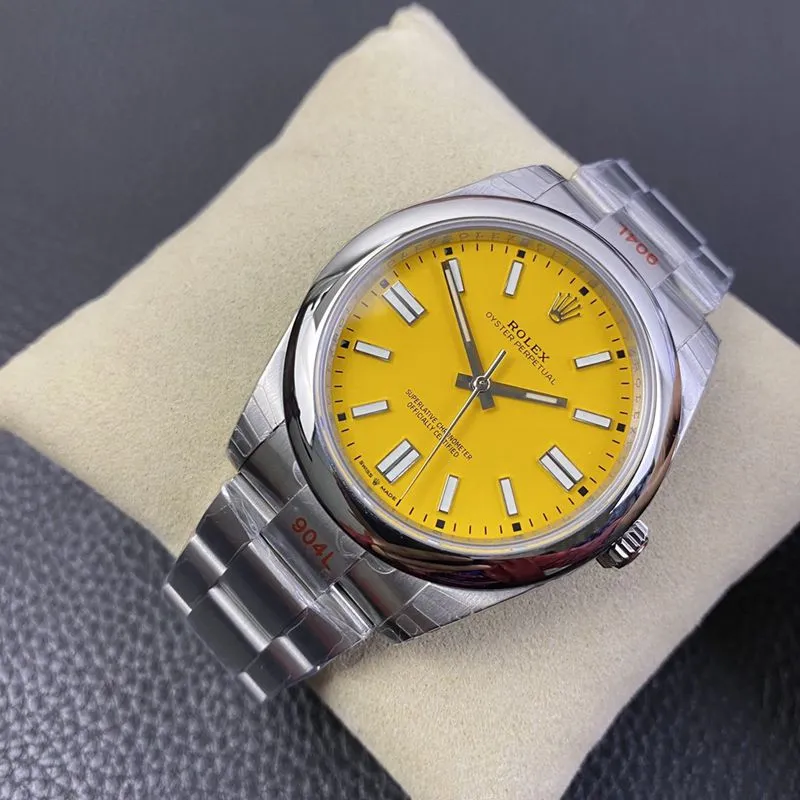 Rolex2020 new watch Oyster Perpetual yellow plate 3230movement front view