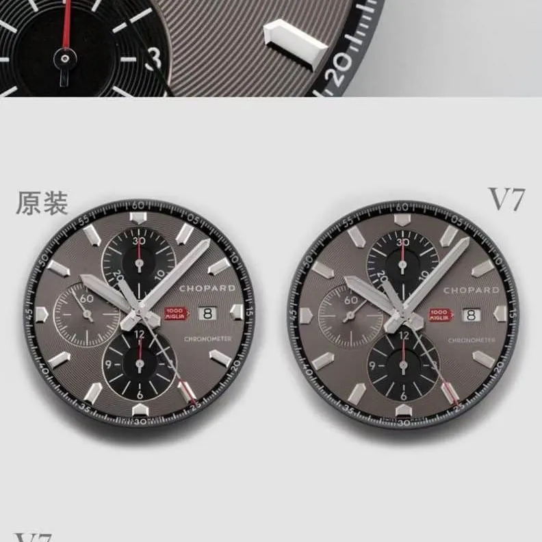 V7 Factory Chopard collectible watches Racing Series 7750 Boutique Movement Real and Fake Comparison Review Front and Bottom View