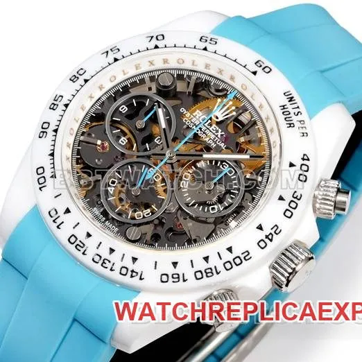watch RolexTW factory Daytona white case blue rubber braceletside live photo