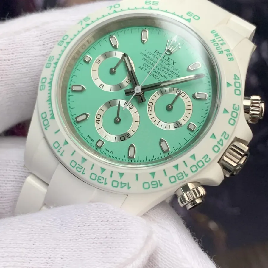 AET factory Rolex men's Daytonachronograph top-tier watch green dialceramic model front live photo