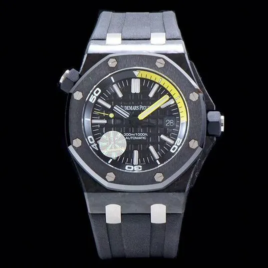 Audemars Piguet Top collectible watches 15706 Series Men's Mechanical Watch with Ceramic Bezel and Black Plate Front View