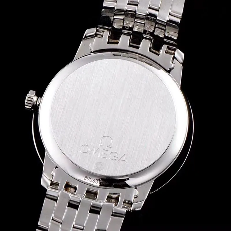 super cloneOmegatop-tier watch De Ville series men's mechanical ultra-thin watch white steel blue face bracelet picture
