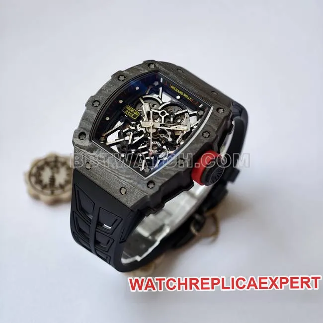 collectible watch RM35-02 UMI factory Richard Mille black shell black belt caseback live photo