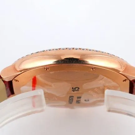 V6 factory top-tier watch Cartier men's white dial red band blue balloon series automatic movementleather strap watch front view