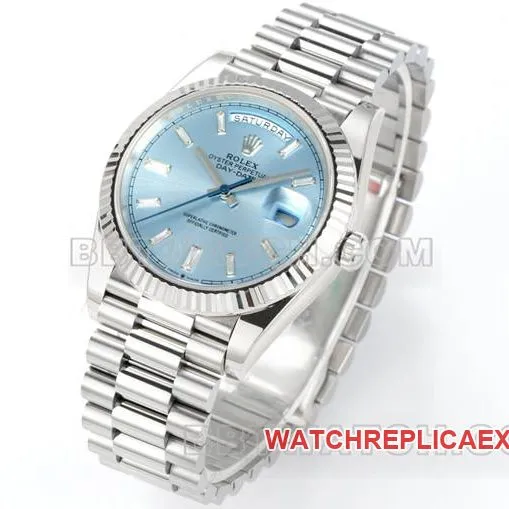 watch PPM factory Rolex Day-Date mechanical ice blue dialside live photo
