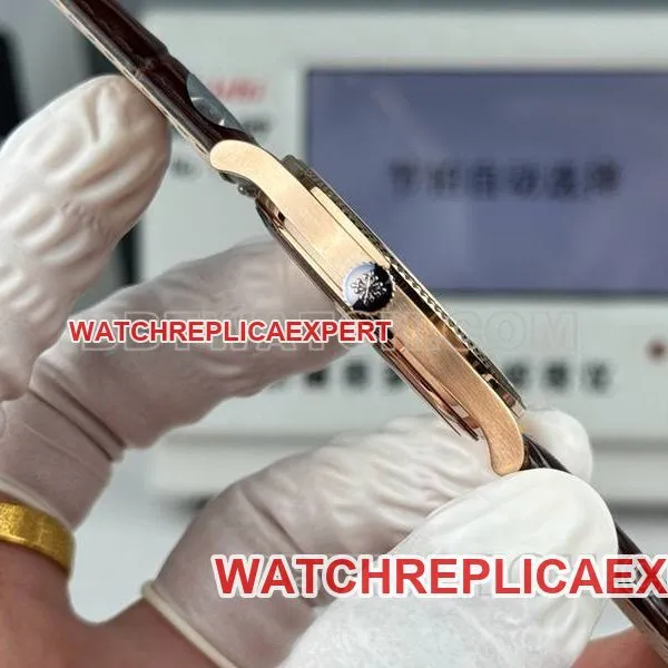 Patek Philippe collectible watch SDF factory classic silver dial nail ring rose gold case 39mmleather strap model front live photo