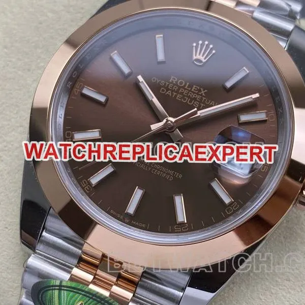 Rolex watch ARF Factory log 41mm aperture brown disc 3235 rose goldsteel bracelet caseback live photo