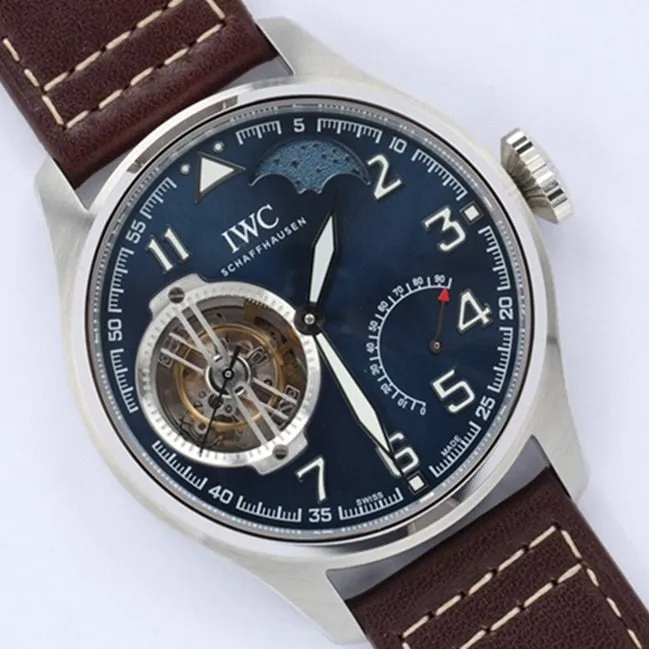top-tier watch IWC men's blue dial hour room pilot series tourbillon watch bracelet picture clasp picture