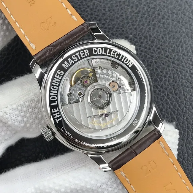 KL factory top-tier watch Longines automatic movement famous craftsman series dial brown belt leather strap watch clasp picture