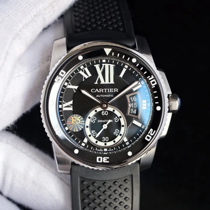 Top-tier watch Cartier men's blue dial Kalibo series automatic movement watch side view