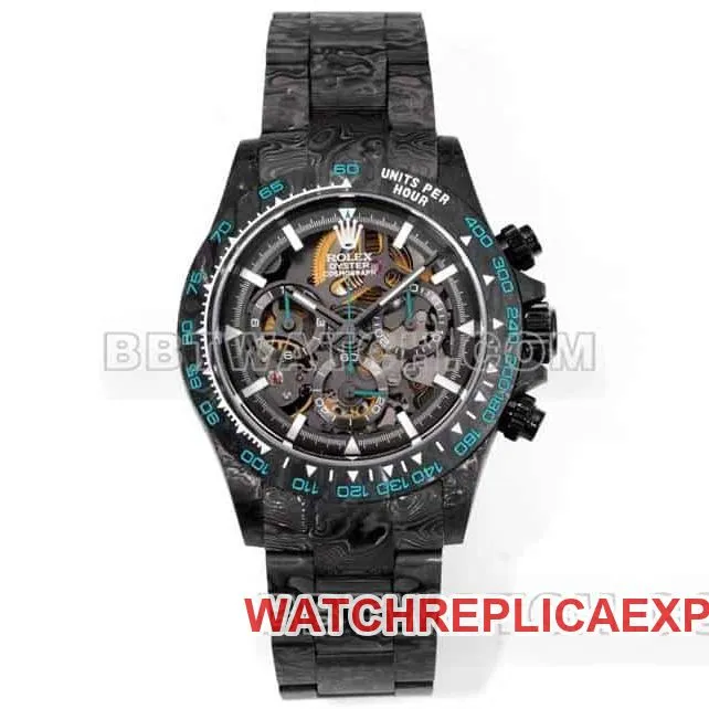 TW factory Rolex Daytona carbon fiber hollow plate black steel bracelet side live photo