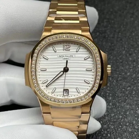 3K Factorytop-tier watch Patek Philippe women's white dialsteel braceletNautilus series automatic movement watch front view